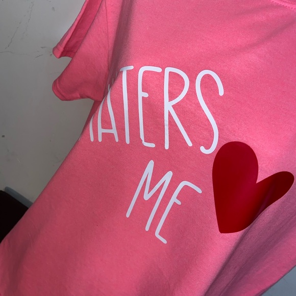 Haters ❤️ Me Mens Large T-shirt / Ladies Sleep Tee Pink New - Picture 3 of 4